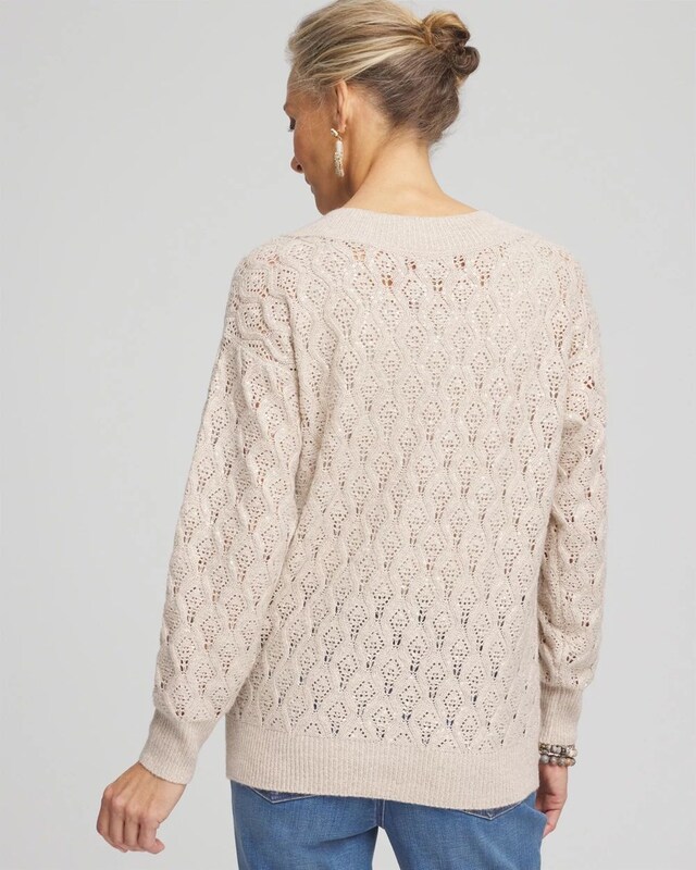 Sequin Cable Knit Pullover Sweater - image 3
